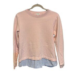J. Crew Pink Faux Layer Cotton Crew Neck Sweatshirt